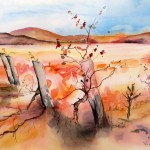 aquarelle Rangée de vignes